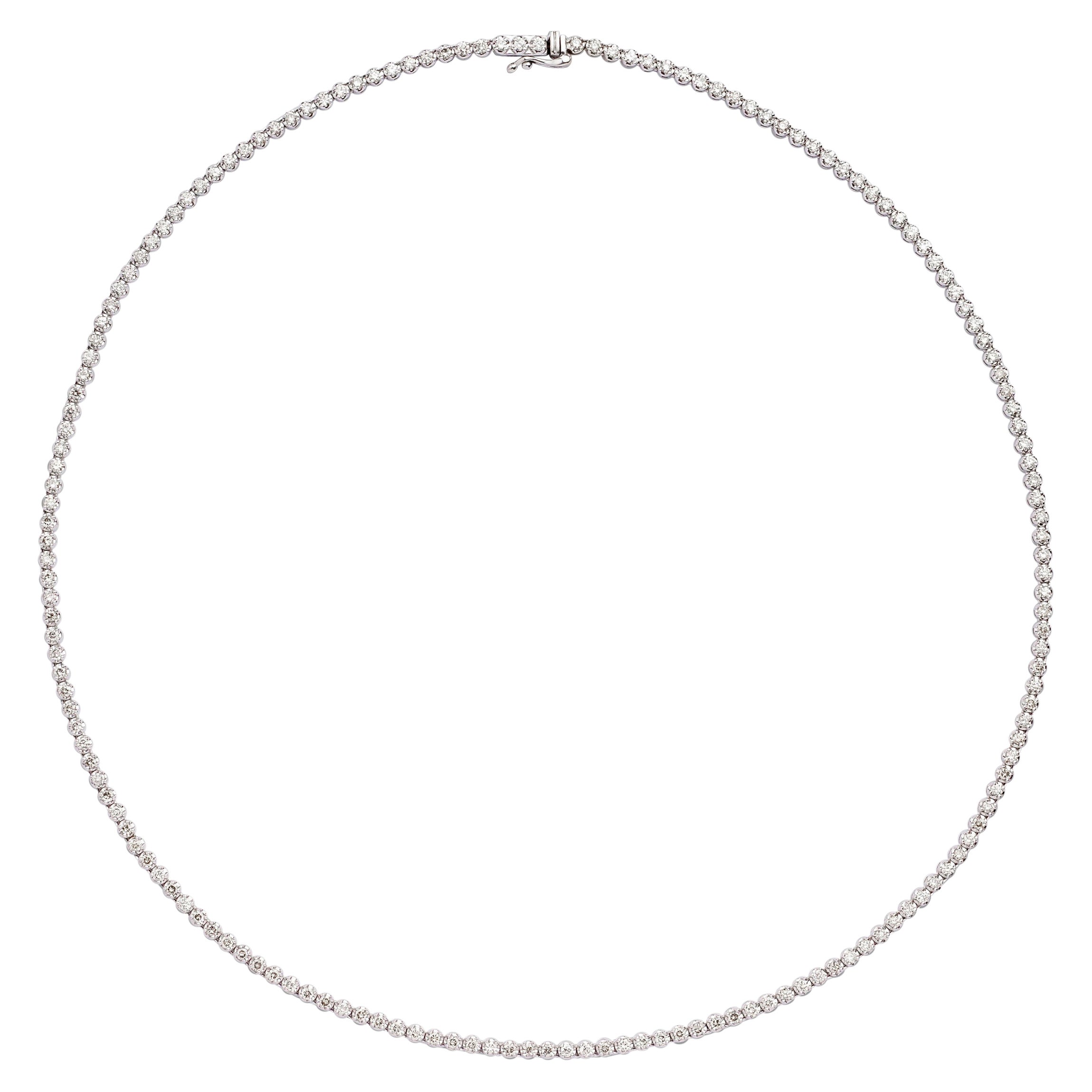 White Gold & Diamond Tennis Necklace For Sale
