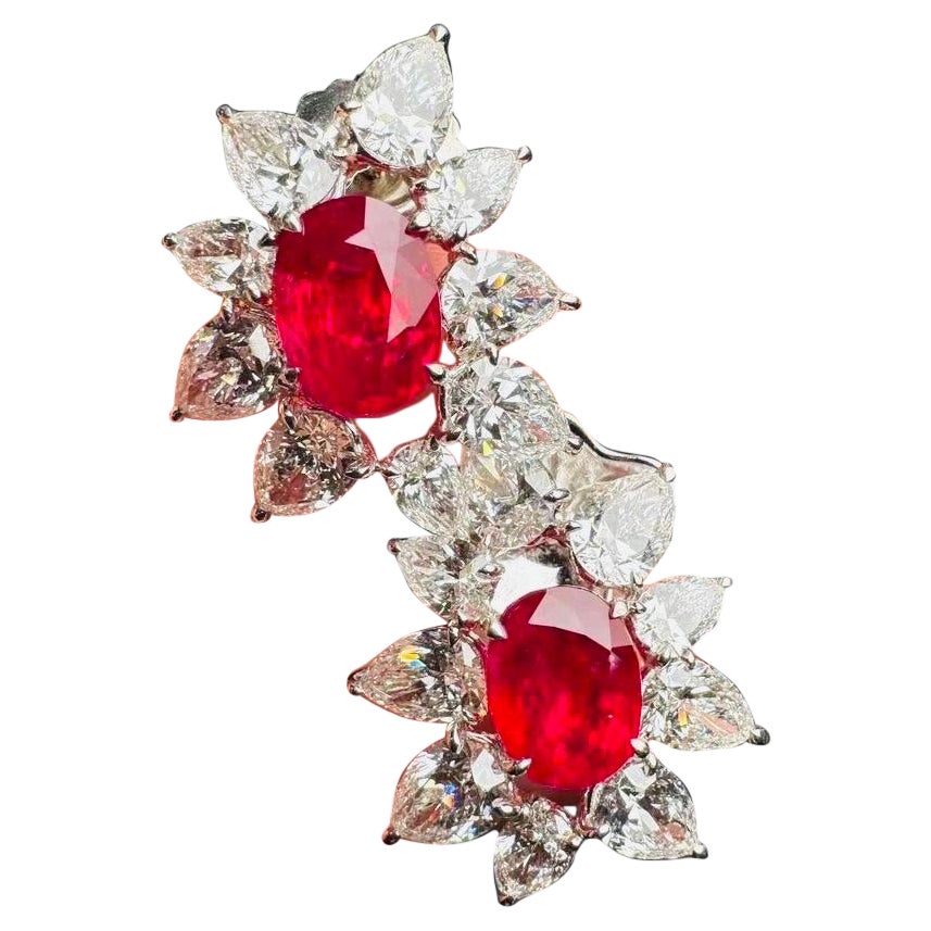 Pendientes Emilio Jewelry Gia Certified 6.30 Burma Mogok No Heat Pigeons Blood en venta