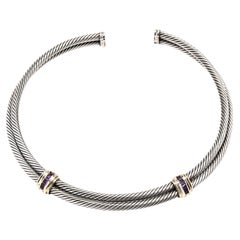 David Yurman Rhodolite Garnet Choker, Sterling Silver and 14k Yellow Gold