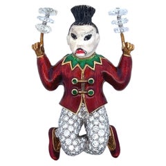 Tiffany & Co Enamel Circus Performer Brooch Designed by Donald Claflin