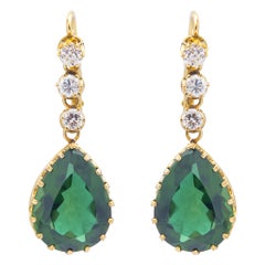 Diamond Set 18 Karat Yellow Gold Drop Earrings