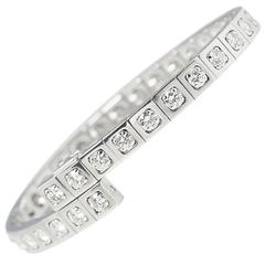 Cartier 18 Karat White Gold Round Brilliant Cut Diamond Tectonique Bracelet