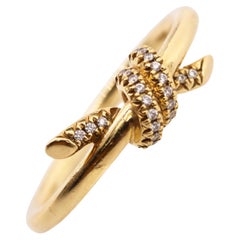 TIFFANY & CO Knot Ring aus 18 Karat Gelbgold mit Diamanten