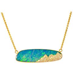 Lauren Harper Collection Boulder Opal `.33 Carats Diamonds Mountain Necklace