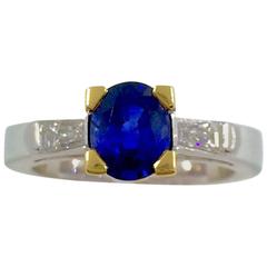 G. Minner Sapphire Diamonds Gold Ring