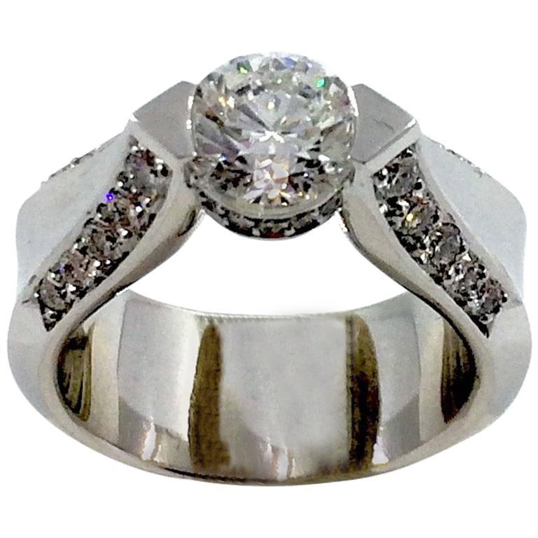 Diamond Gold Engagement Ring For Sale at 1stDibs