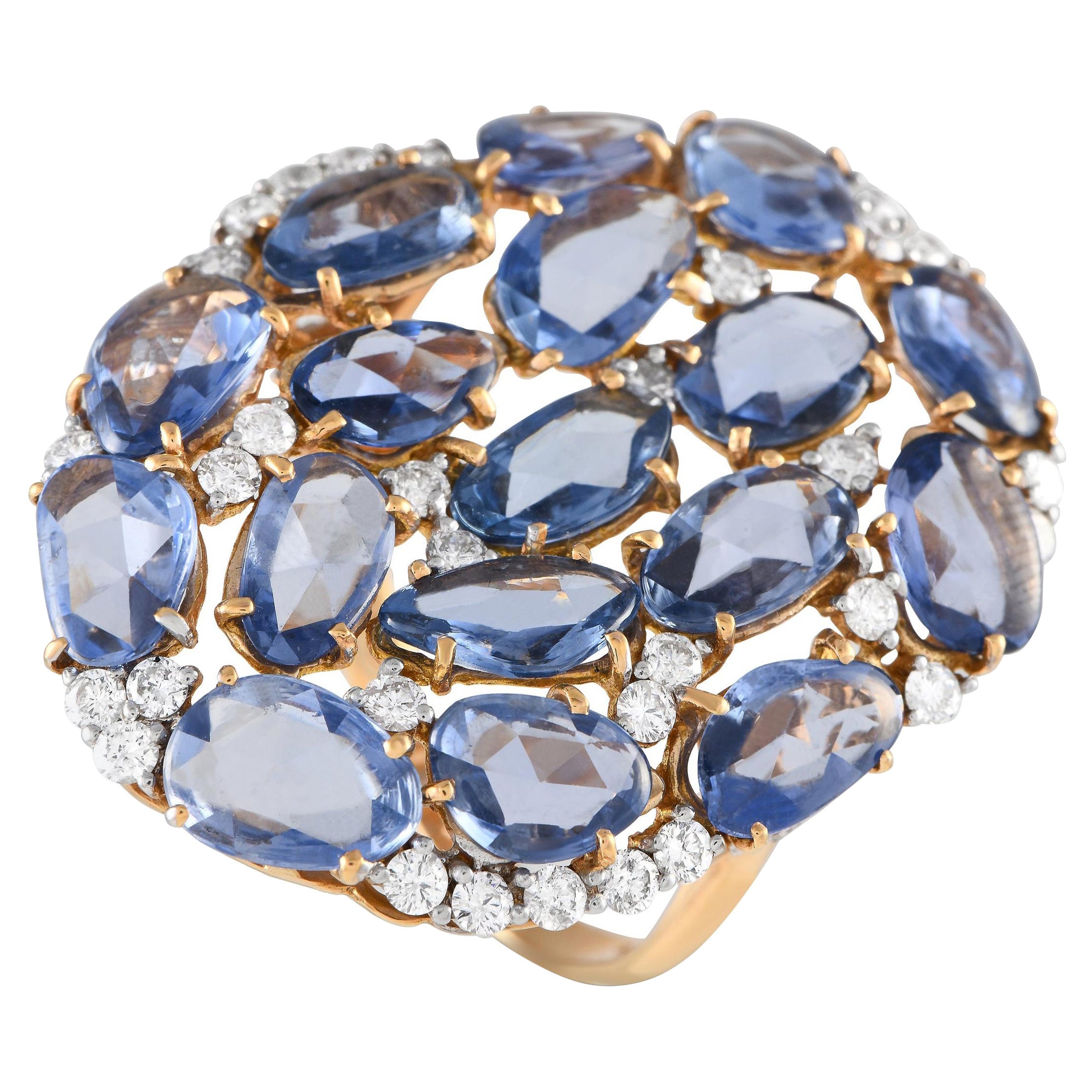 Casato 18K Yellow Gold 1.15ct Diamond and Sapphire Ring