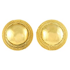 Ilias Lalaounis 22K Yellow Gold Domed Disc Clip-On Earrings