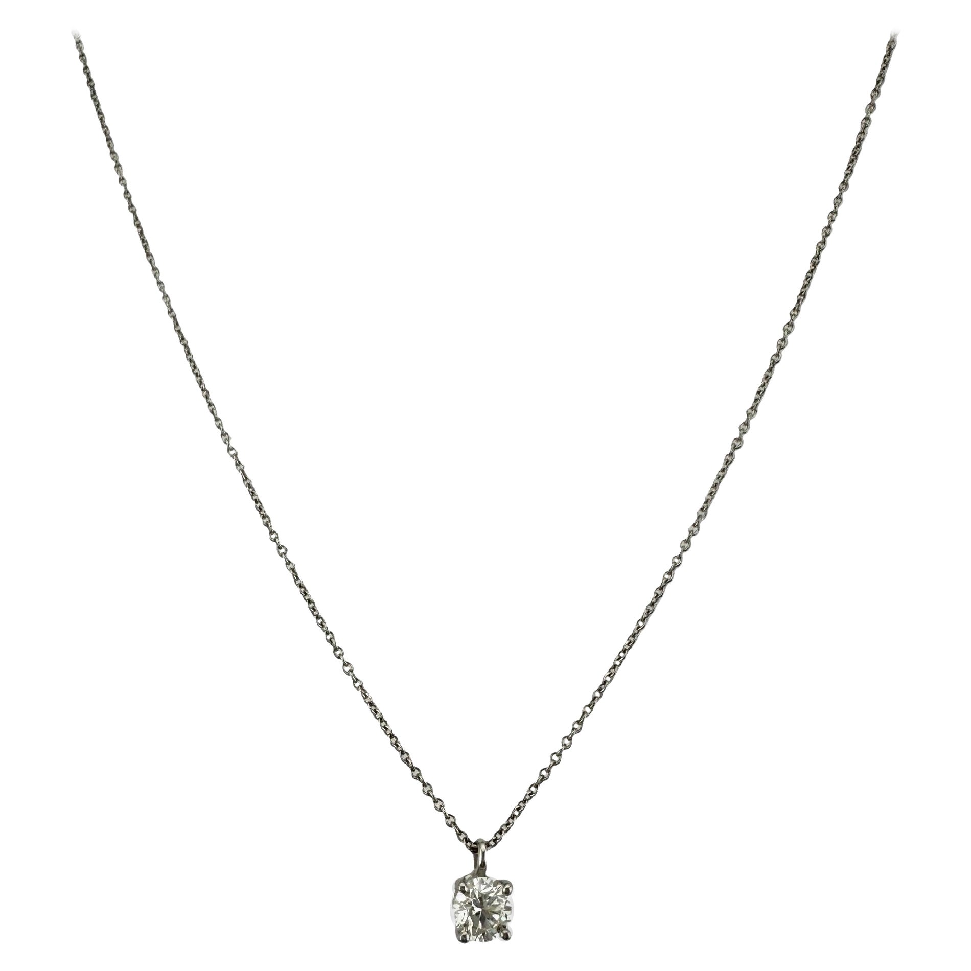 Tiffany & Co Platinum Diamond Pendant Necklace Round 0.30 ct G VVS1