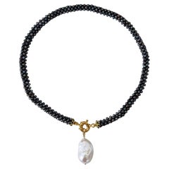 Marina J Black Pearl Rope Necklace, Solid 14k Gold Clasp & Removable Centerpiece