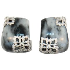 Laura Munder Zebra Jade Diamond White Gold Earrings