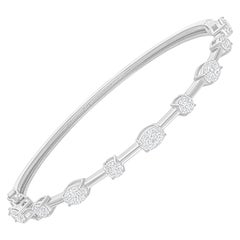 2.88 Carat SI/HI Multi Shape Diamond Sleek Bracelet 14 Karat White Gold Jewelry