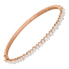 Bracelet jonc en or rose 14 carats avec diamants multiformes de 2,48 carats SI/H