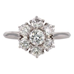 Bague Flake rétro française des années 1970 en or blanc 18 carats avec diamants