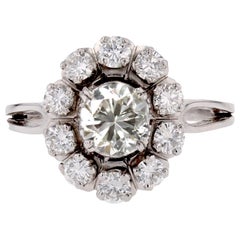 Retro- Pompadour-Ring aus 18 Karat Weißgold mit Diamanten, 1970er Jahre, Französisch