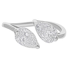 Anillo puño de diamantes en forma de pera de 2 quilates de verdad Oro blanco de 14 quilates Joyería hecha a mano