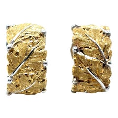 Pendientes de aro vintage Buccellati de oro blanco amarillo de 18 quilates