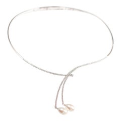 Pearl Diamond 14 Karat White Gold Négligée Necklace