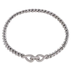 Hermes Diamond Torsade Necklace 18K White Gold Necklace