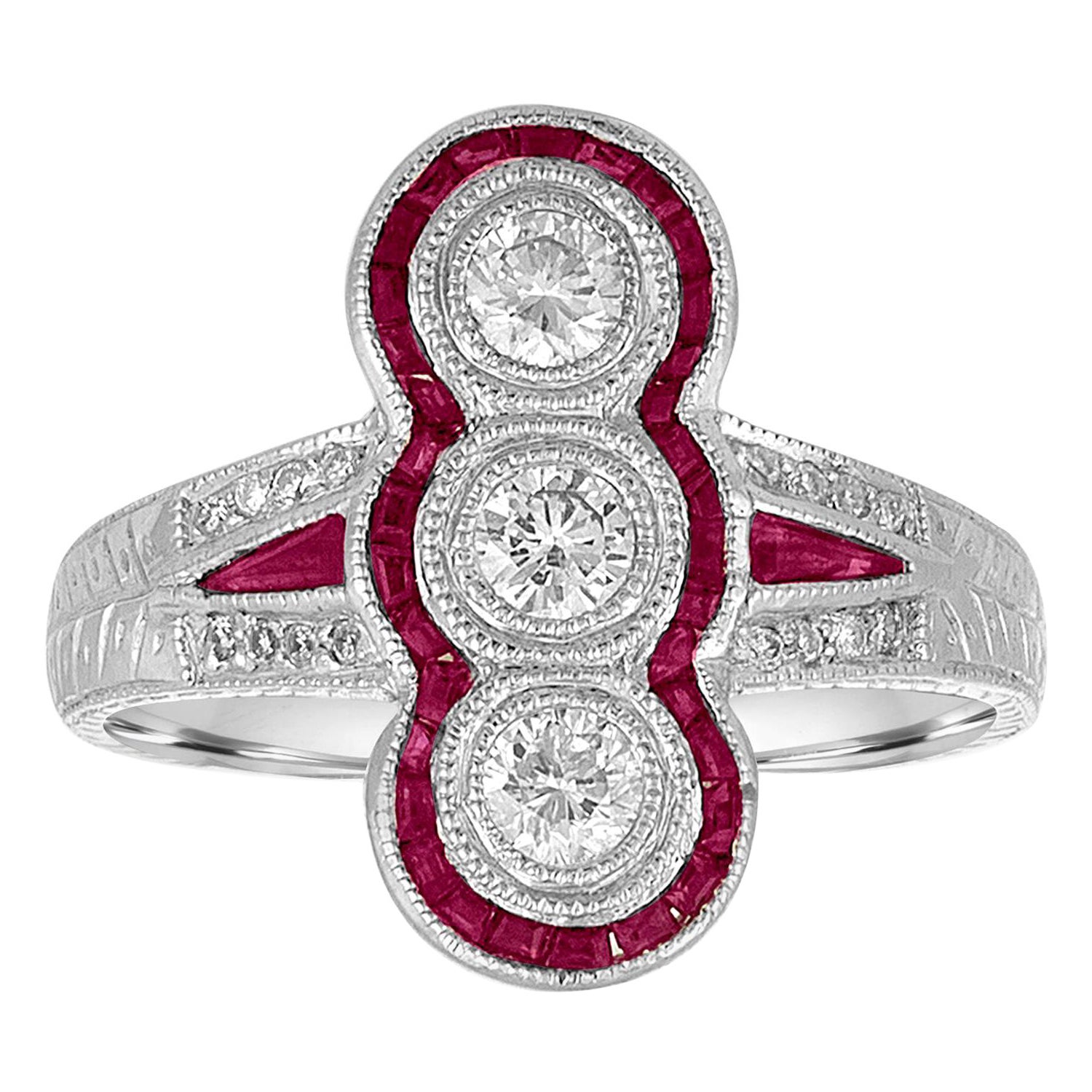 Anillo de oro con diamante y rubí de 1.10 quilates