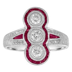 Anillo de oro con diamante y rubí de 1.10 quilates