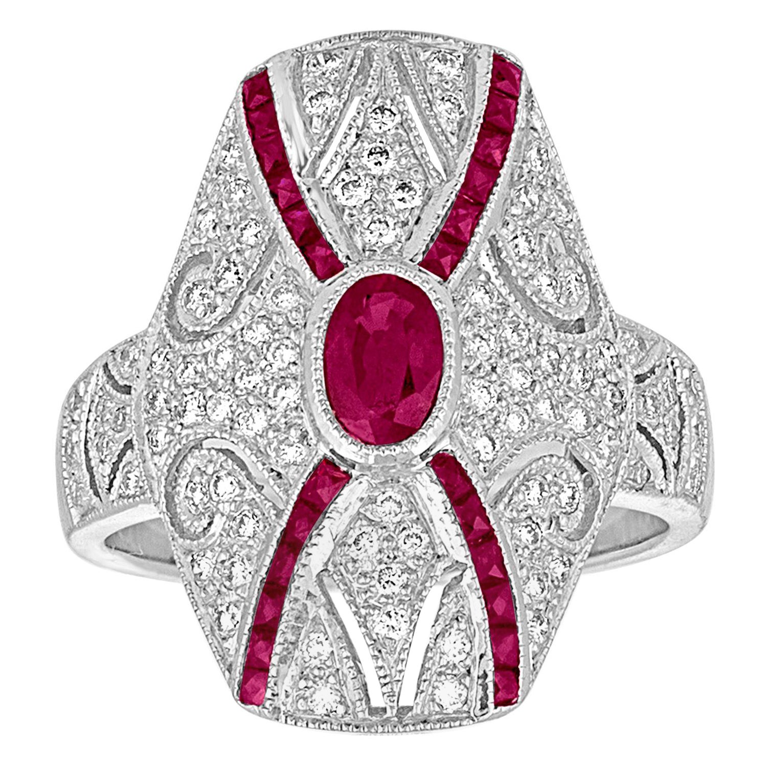Anillo de oro con diamante y rubí de 2.10 quilates