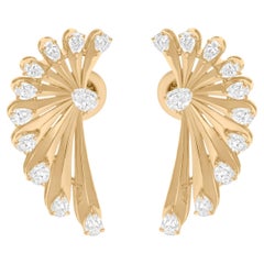 1,59 Carati SI/H Pear Diamond Angel Wing Orecchini in oro giallo 14 Karati