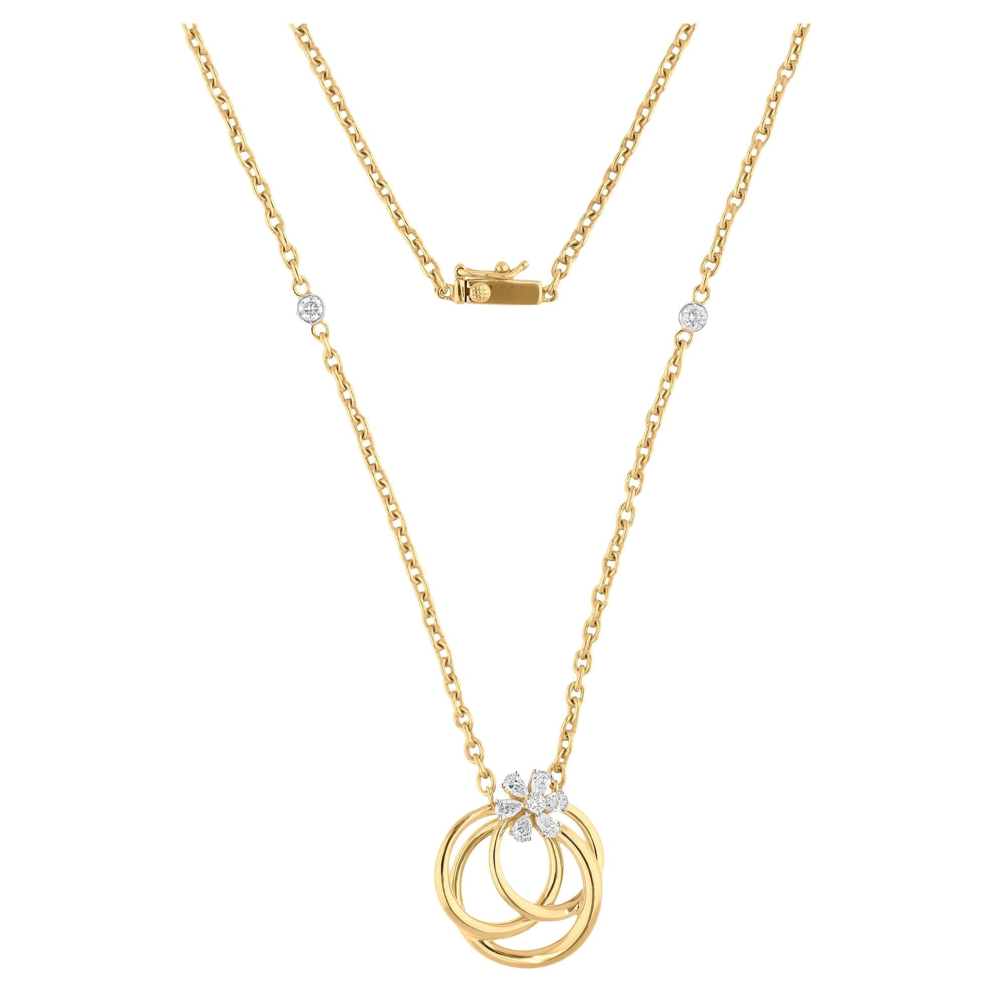 0.49 Carat SI/H Pear Round Shape Diamond Pendant Necklace 14 Karat Yellow Gold
