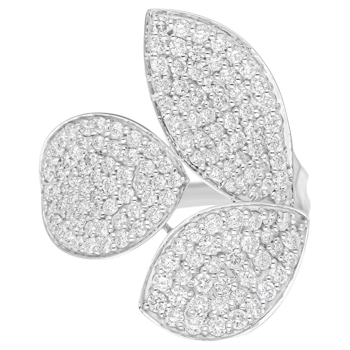 1,40 quilates SI/H de diamante redondo talla brillante Anillo en forma de hoja Joyería de oro blanco de 14k