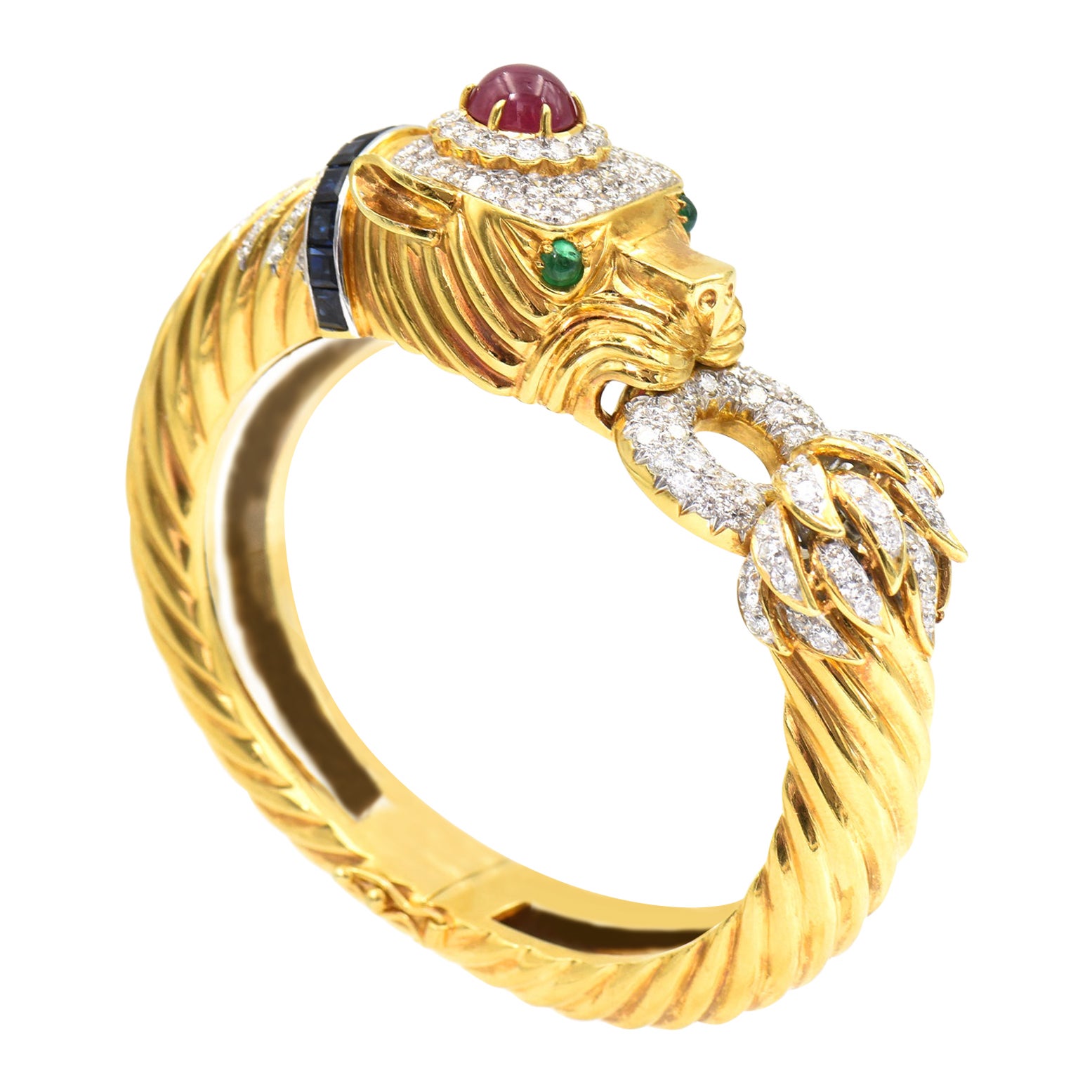Pantera Diamante Rubí Esmeralda y Zafiro Pulsera de Oro