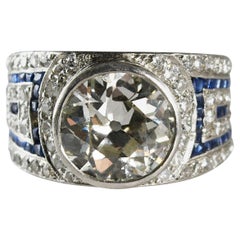 Platin Art Deco Old Euro Cut Diamantring 2,75 Karat