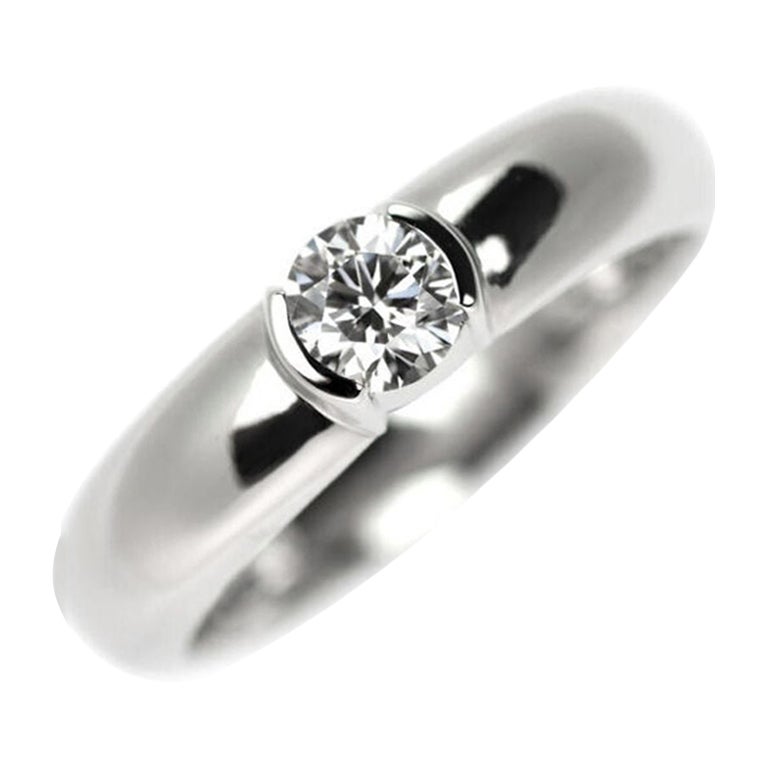 TIFFANY & Co. Platinum Etoile .27ct Solitaire Diamond Engagement Ring 4.75