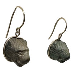 Ancient Roman Bronze Lion Earrings 1st-2nd century AD 14 Karat Gold