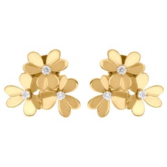 0.25 Karat SI Reinheit HI Farbe Diamant-Blumenohrringe 14 Karat Gelbgold