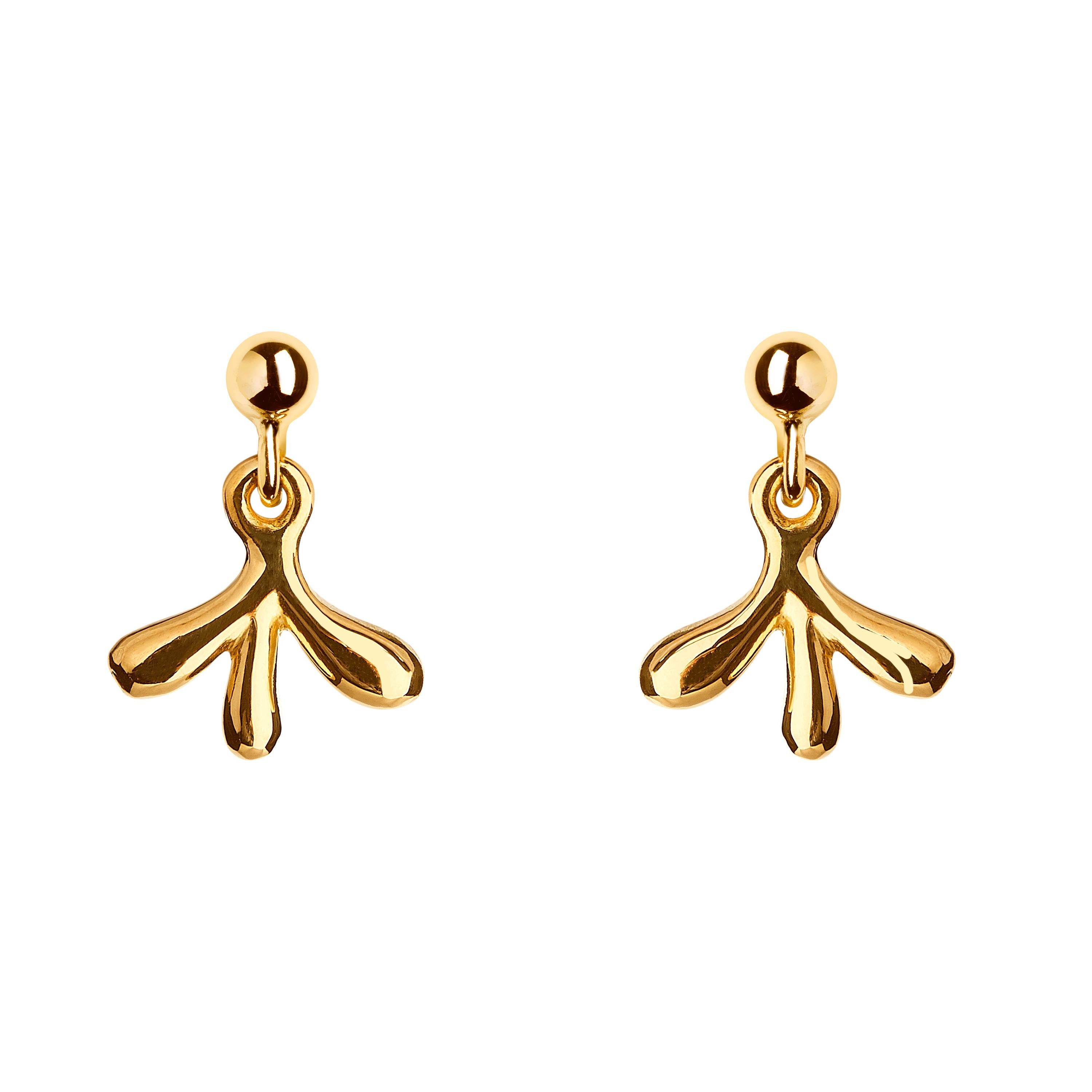 Nathalie Jean Contemporary Natural Style Yellow Gold Drop Dangle Earrings