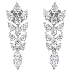 Orecchini di diamanti marquise a pera da 3 carati SI Clarity HI Color Oro bianco 14 carati