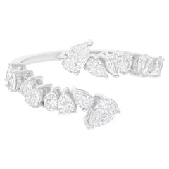 1.06 Carat SI Clarity HI Color Pear Shape Diamond Wrap Ring 14 Karat White Gold