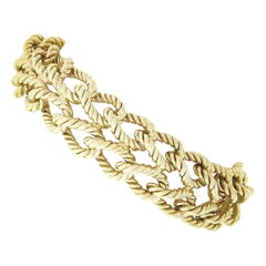 Tiffany & Co. Pulsera de eslabones entrelazados de doble hilera de alambre trenzado de oro de 14k