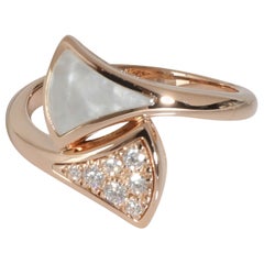 BVLGARI Diva's Dream Mother Of Pearl Ring in 18k Yellow Gold 0.08 CTW