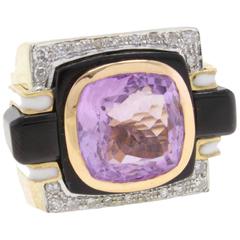 Luise Amethyst Onyx Diamond Ring