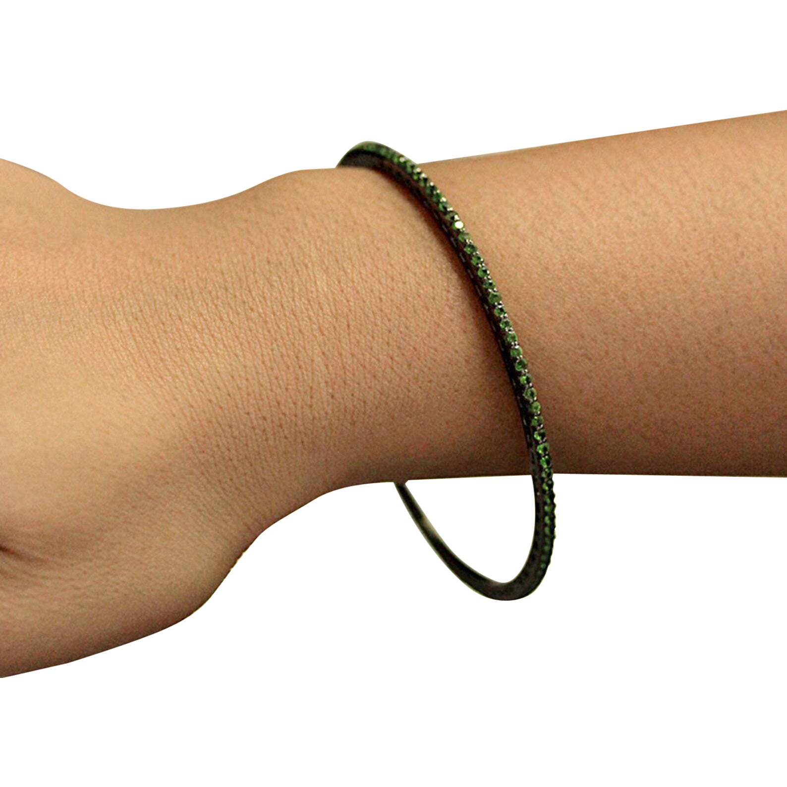 Granato di tsavorite in argento 925 Bangle fatto a mano in vendita