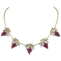 Natural Ruby and Diamond Grape Necklace 9