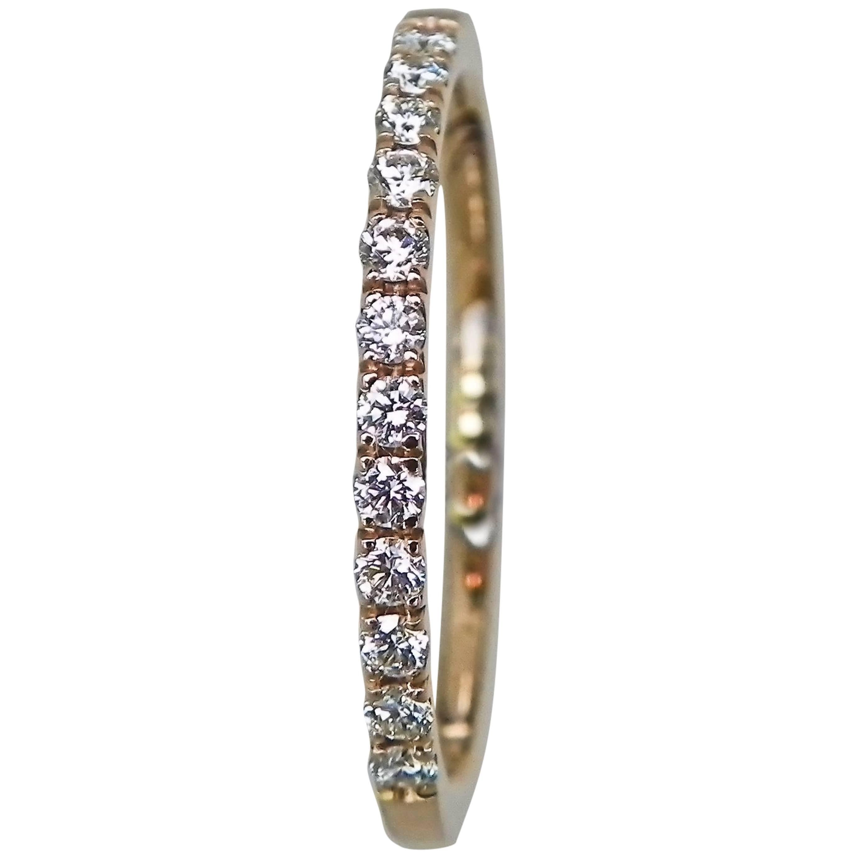 Rose Gold Diamond Stacking Eternity Band Ring For Sale