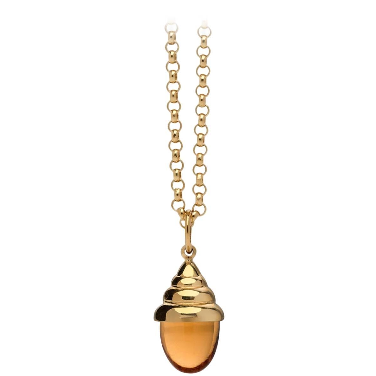 MAVIADA' s Torba Champagne burnt Orange 18 karat yellow gold Pendant necklace For Sale