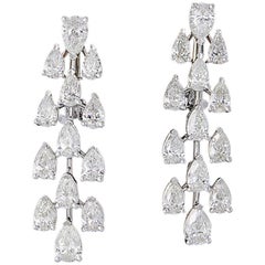 Pear Shape Diamond Gold Drop Earrings