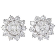 Unique Diamond Illusion Stud Earrings with Halo Design