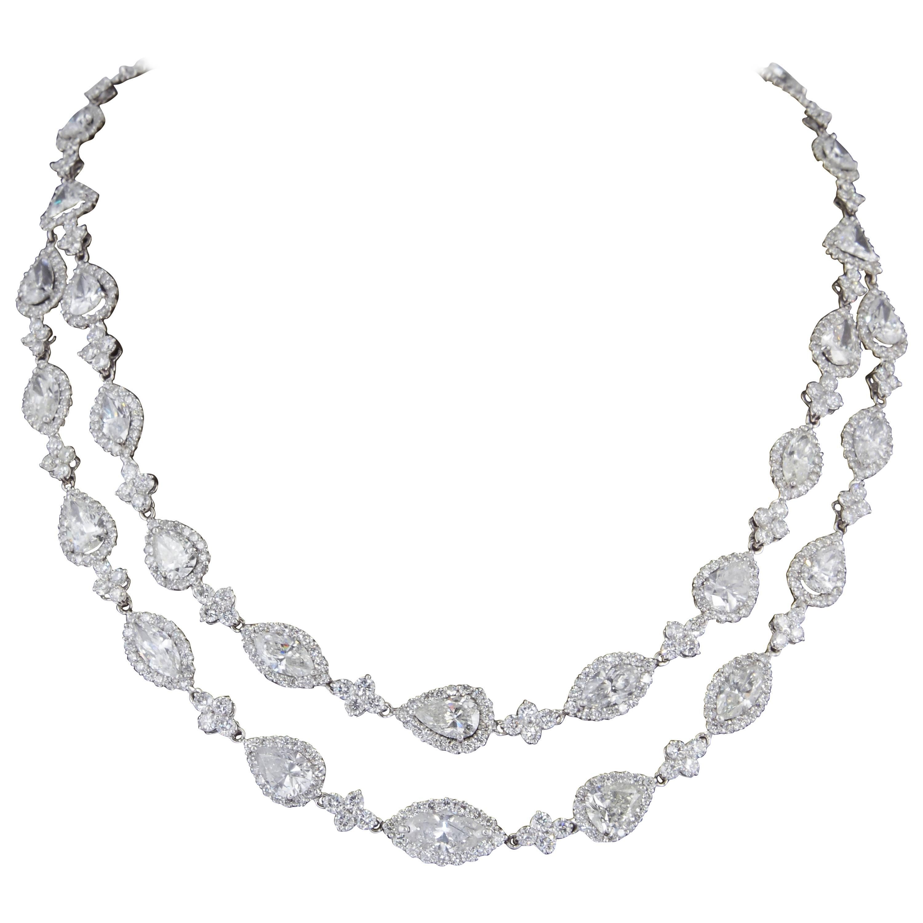 Two Row Multi Shape Diamond Necklace