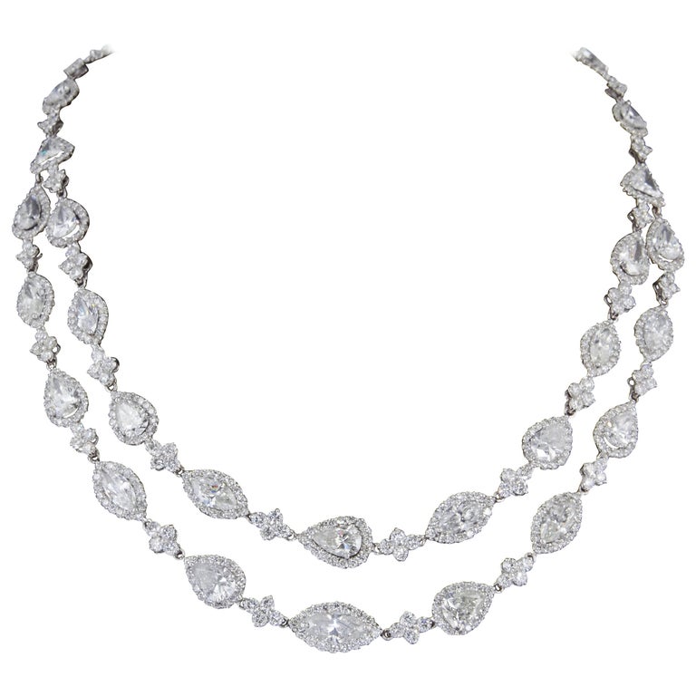 Two Row Multi Shape Diamond Necklace For Sale at 1stDibs | multiple diamond  necklace, multi diamond necklace