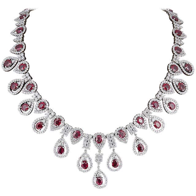 Antique Burma Ruby and Diamond Necklace For Sale at 1stDibs | burmese ...