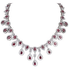 Ruby and Diamond Drop Necklace